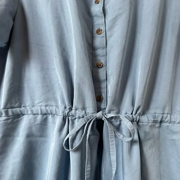 Lands' End Light Blue drawstring monk neck modest Midi Dress M - Picture 7 of 7